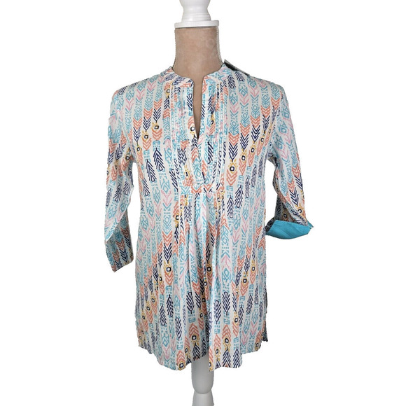 Roberta Roller Rabbit Arles Shirt TUNIC Blue White XS top NWT - Picture 1 of 12